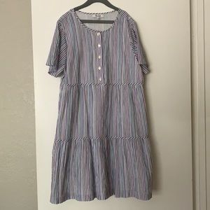 Madewell button front rainbow stripe dress
